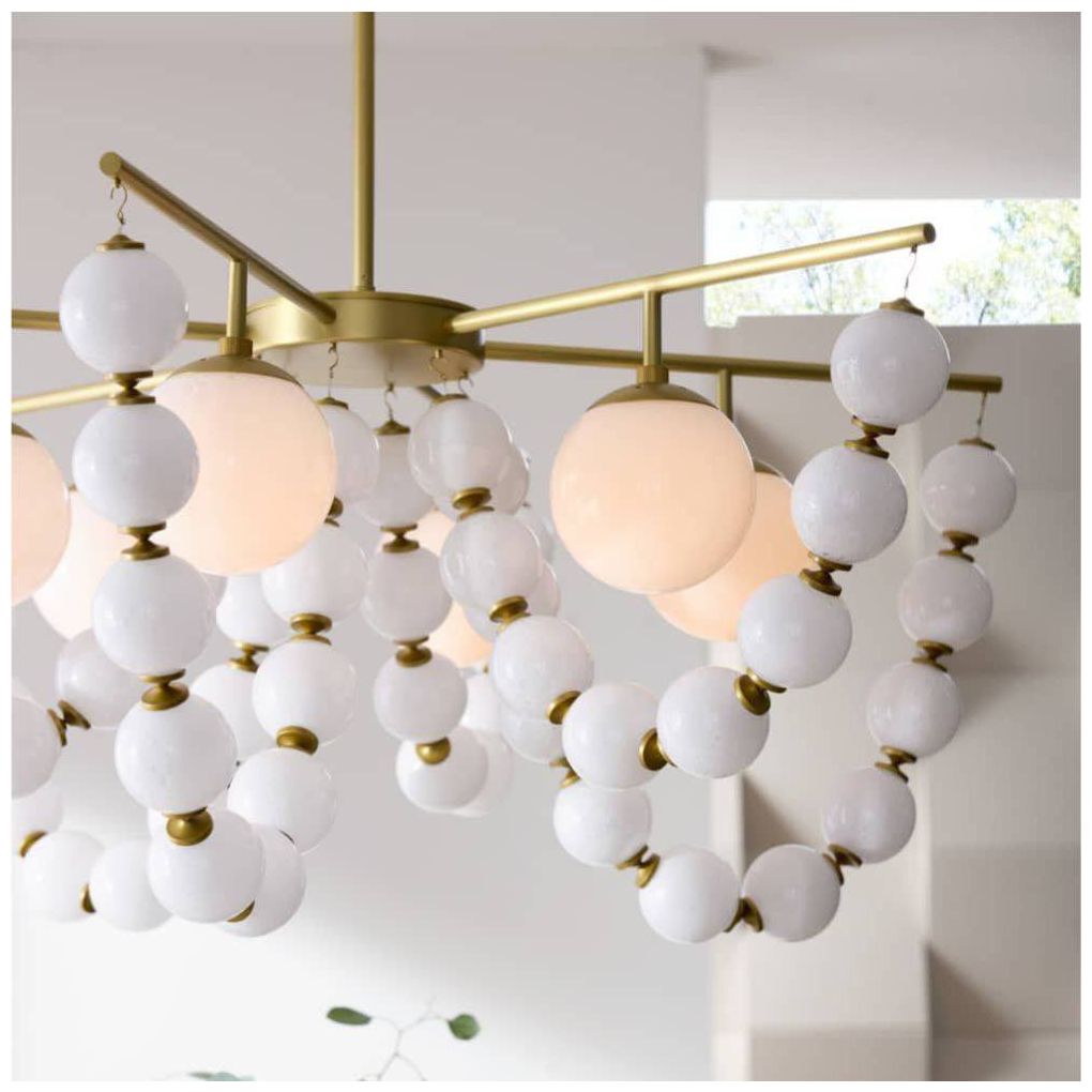 Arteriors Genesis Chandelier 42" Opal Antique Brass