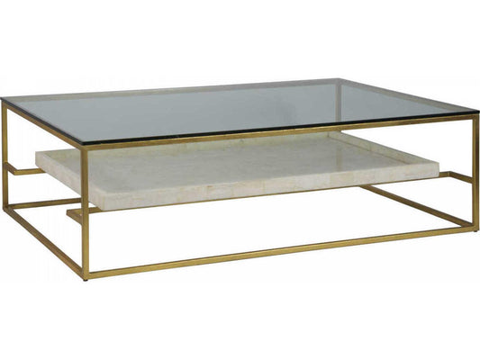 Home Cumulus Rectangular Coffee Table in Gold Foil and Crystal Stone