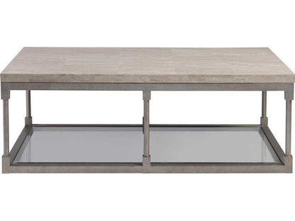 Home Topa Rectangular Coffee Table with Antiqued Silver Leaf Base