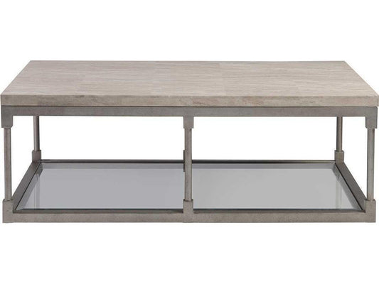 Home Topa Rectangular Coffee Table with Antiqued Silver Leaf Base