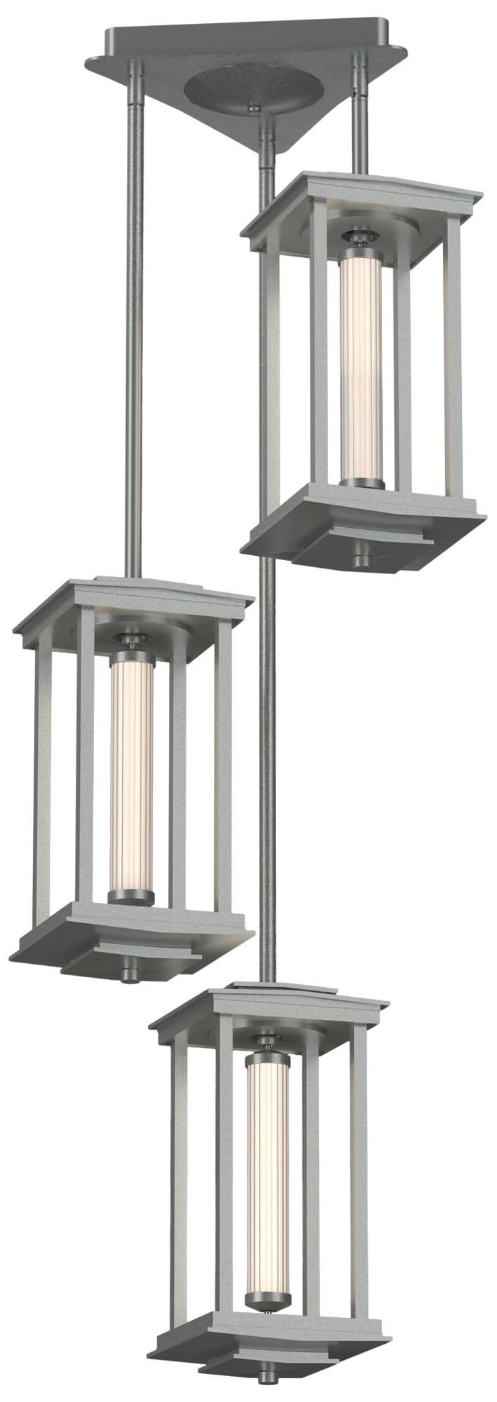 Athena 15.2"H Short Vintage Platinum LED Lantern w/ Clear Triple Shade