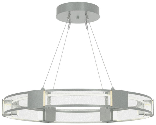 Aura Vintage Platinum Glass Pendant With Seeded Clear Glass