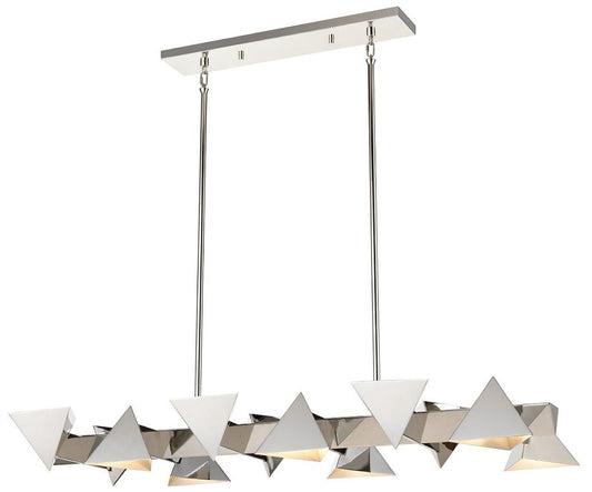 Avante 12-Light Geometric Triangular Polished Nickel Linear Pendant