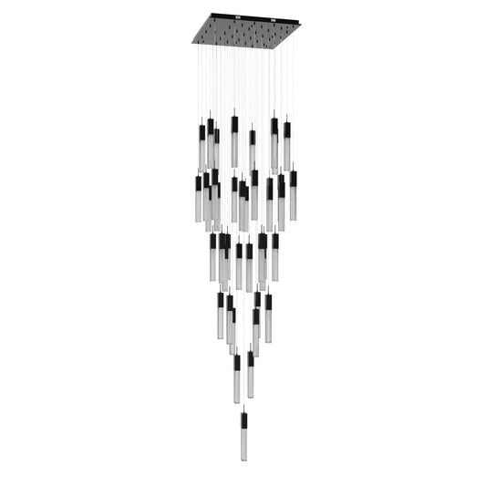 Boa 41 Light 35" Wide LED Crystal Multi Light Pendant with Rock-Studded Glass Shades