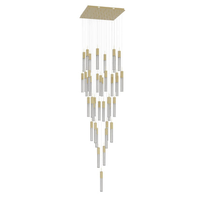 Boa 41 Light 35" Wide LED Crystal Multi Light Pendant with Rock-Studded Glass Shades