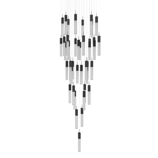 Boa 41 Light 35" Wide LED Crystal Multi Light Pendant with Rock-Studded Glass Shades