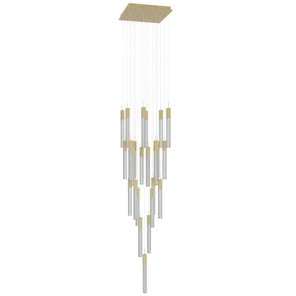 Boa 25 Light 28" Wide LED Crystal Multi Light Pendant with Rock-Studded Glass Shades
