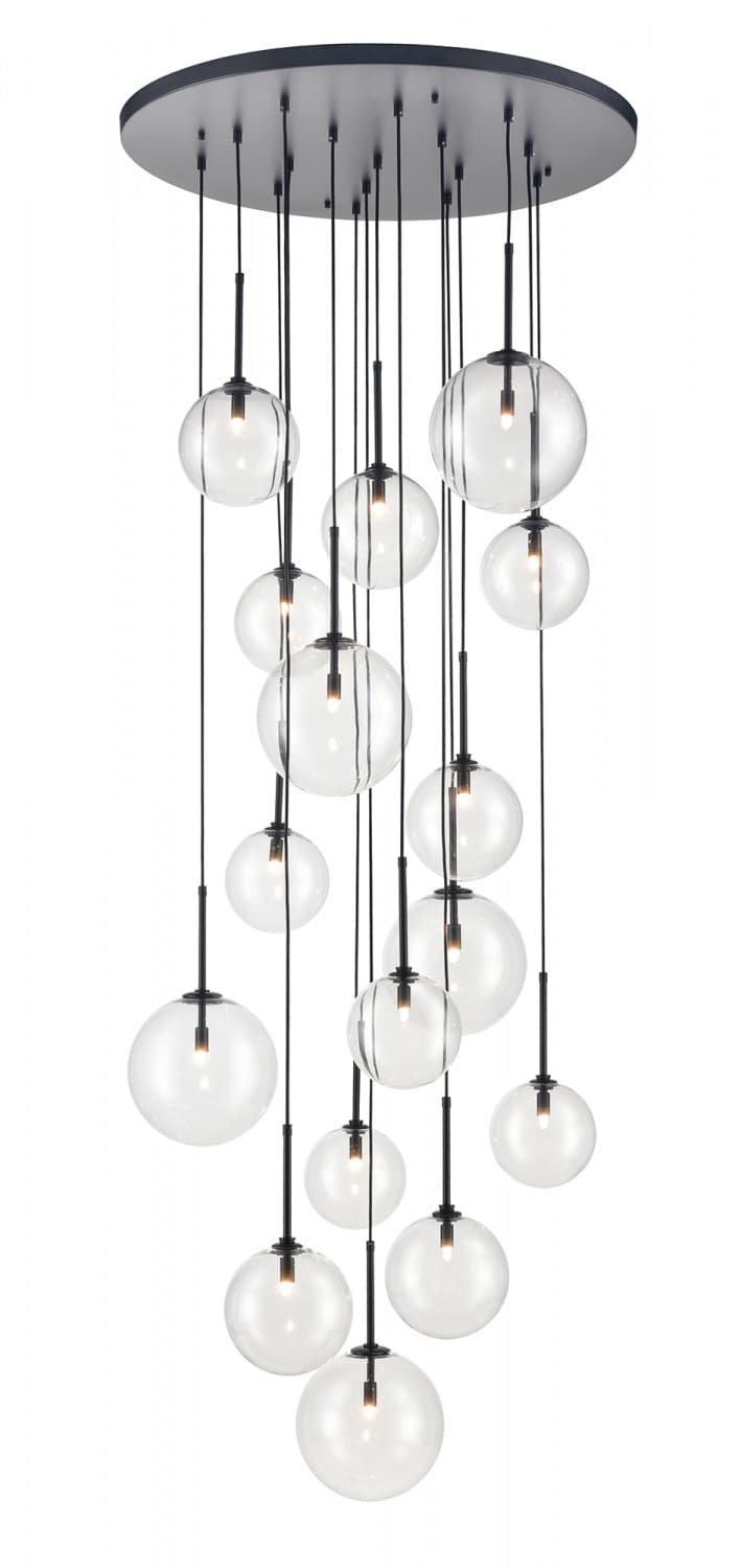 Delilah 16 Light 34" Wide Multi Light Pendant with Glass Shades