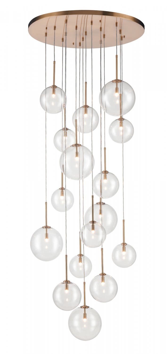 Delilah 16 Light 34" Wide Multi Light Pendant with Glass Shades