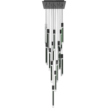 Alpine 15 Light 24" Wide LED Multi Light Pendant with Marbleized Crystal Shades