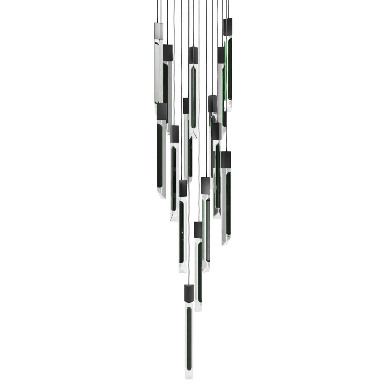 Alpine 15 Light 24" Wide LED Multi Light Pendant with Marbleized Crystal Shades