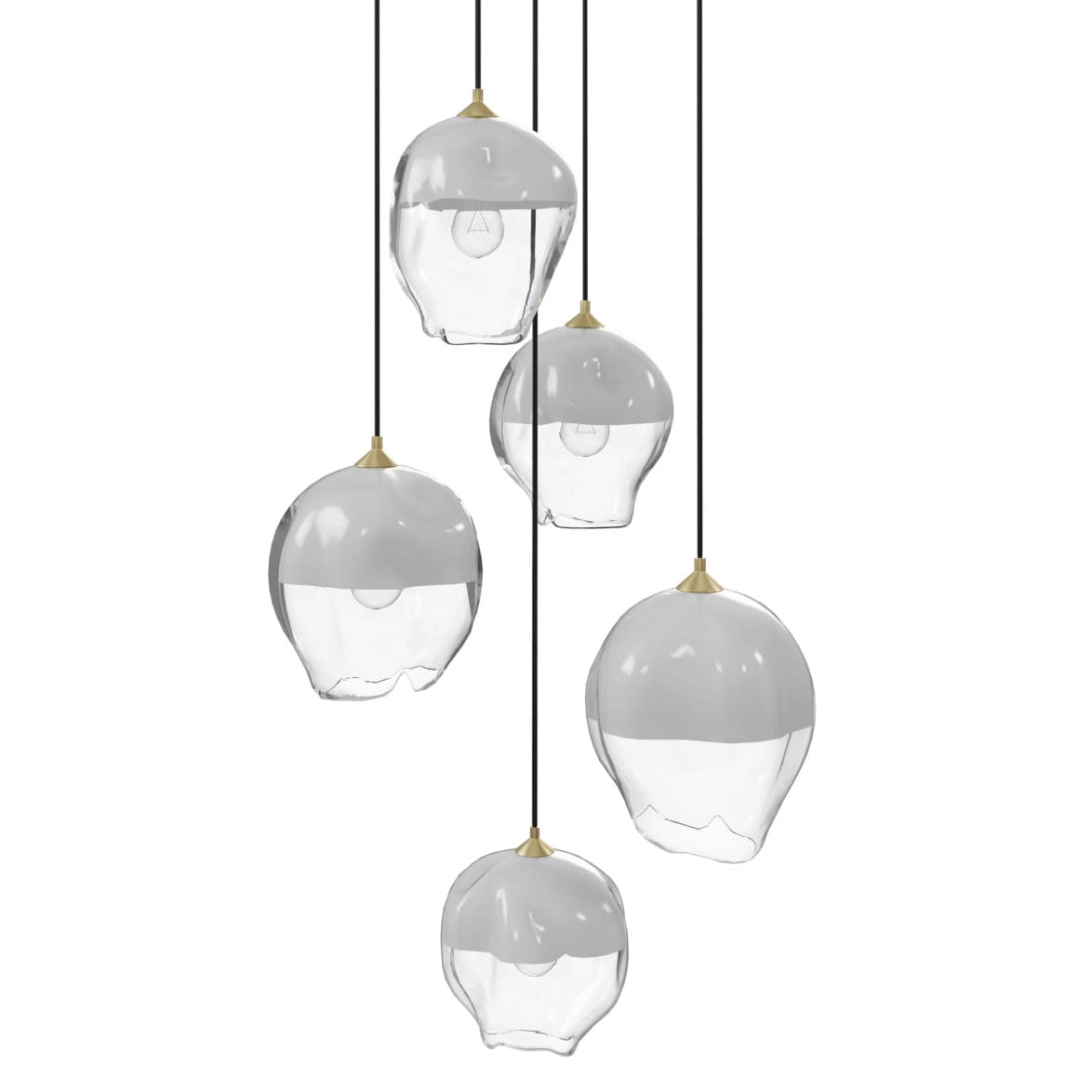 Sonoma Ave. 5 Light 28" Wide Multi Light Pendant with White/Clear Glass Shades