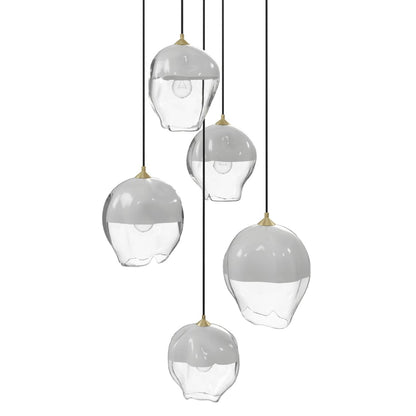 Sonoma Ave. 5 Light 28" Wide Multi Light Pendant with White/Clear Glass Shades