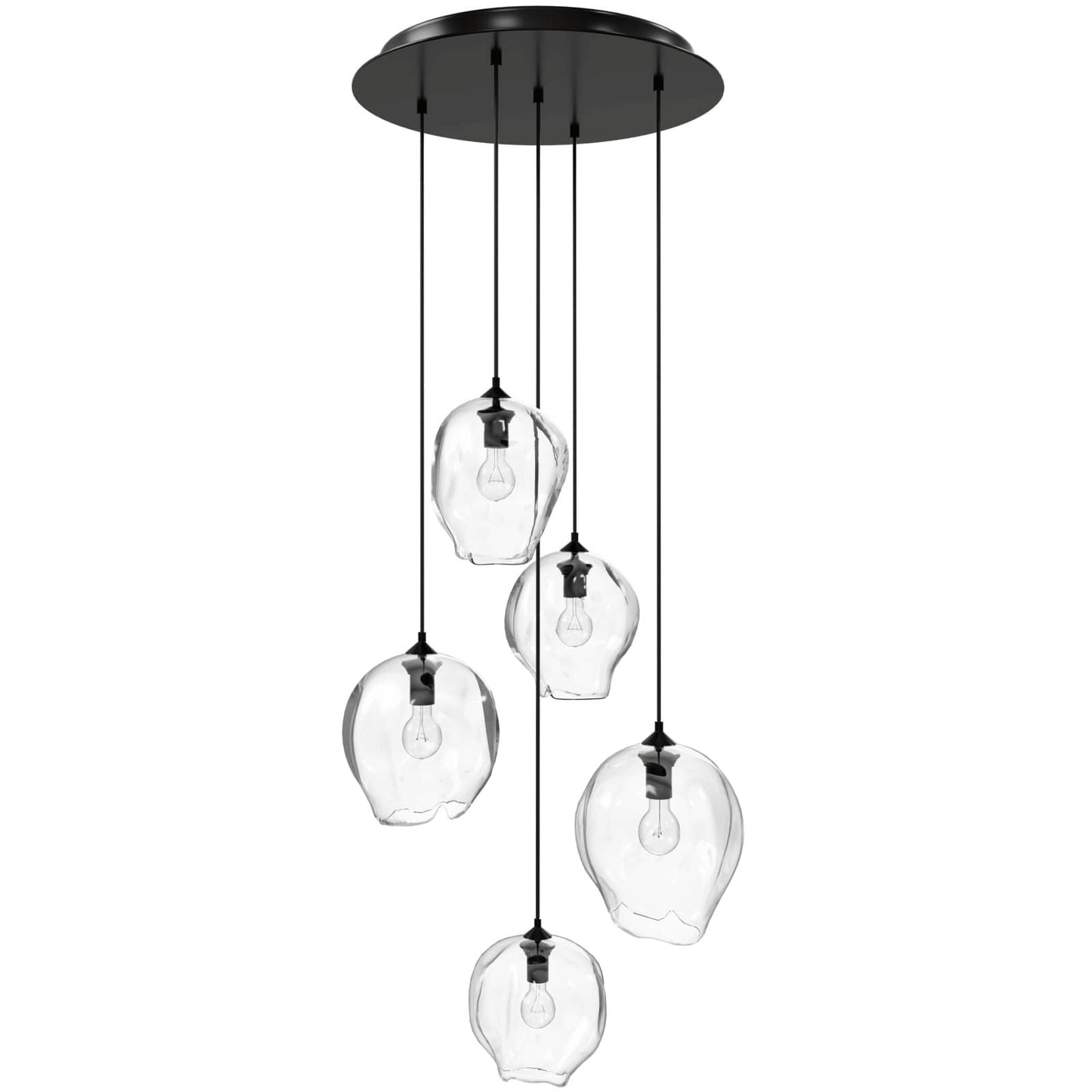 Sonoma Ave. 5 Light 28" Wide Multi Light Pendant with Water Glass Shades