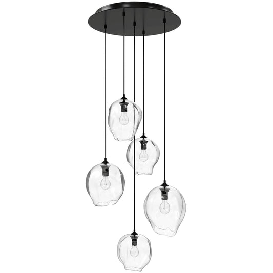Sonoma Ave. 5 Light 28" Wide Multi Light Pendant with Water Glass Shades