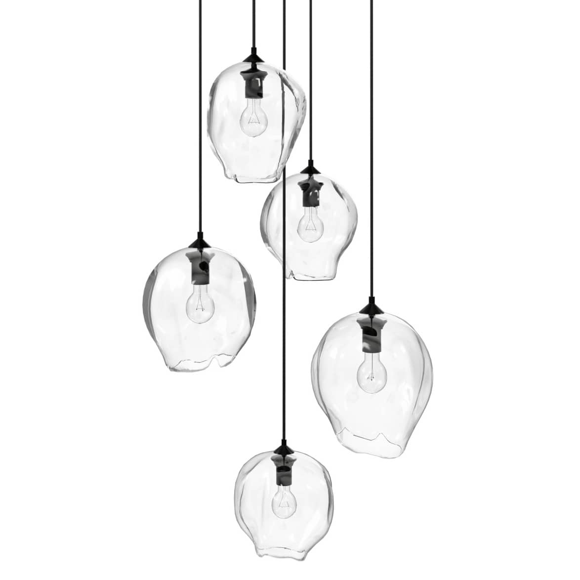 Sonoma Ave. 5 Light 28" Wide Multi Light Pendant with Water Glass Shades