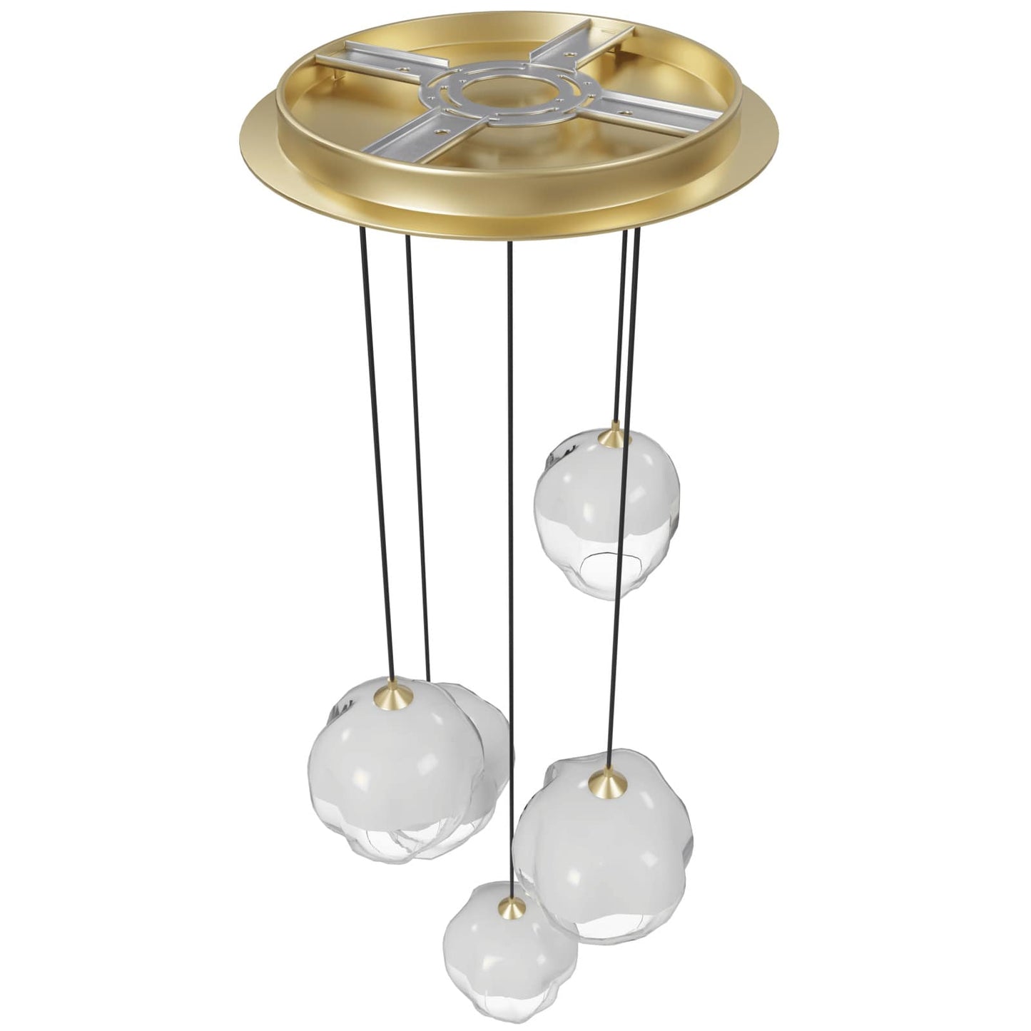 Sonoma Ave. 5 Light 28" Wide Multi Light Pendant with White/Clear Glass Shades
