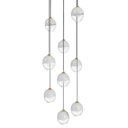 Sonoma Ave. 9 Light 37" Wide Multi Light Pendant with White/Clear Glass Shades