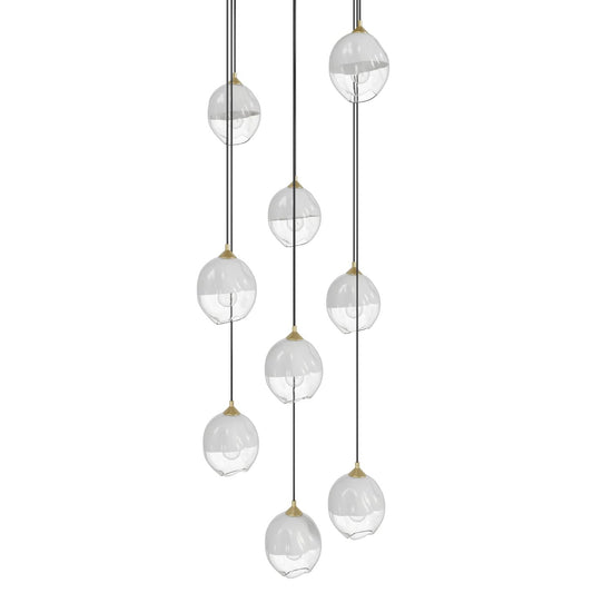 Sonoma Ave. 9 Light 37" Wide Multi Light Pendant with White/Clear Glass Shades