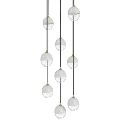 Avenue Lighting Sonoma Ave. 9 Light 37" Wide Multi Light Pendant with White/Clear Glass Shades