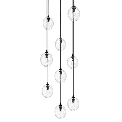 Sonoma Ave. 9 Light 37" Wide Multi Light Pendant with Water Glass Shades
