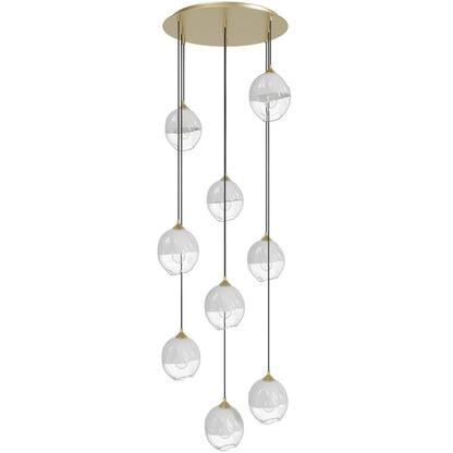 Sonoma Ave. 9 Light 37" Wide Multi Light Pendant with White/Clear Glass Shades