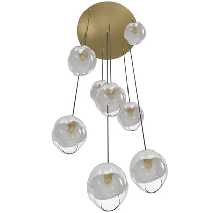 Sonoma Ave. 9 Light 37" Wide Multi Light Pendant with White/Clear Glass Shades
