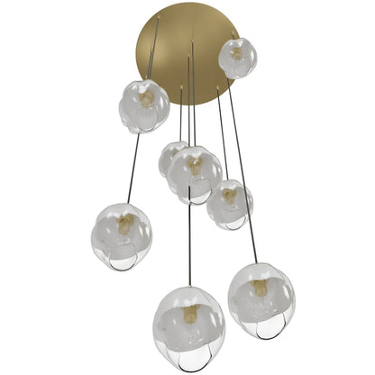 Avenue Lighting Sonoma Ave. 9 Light 37" Wide Multi Light Pendant with White/Clear Glass Shades