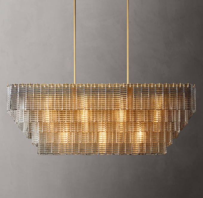 Sirene Clear Glass Rectangular Chandelier 59"
