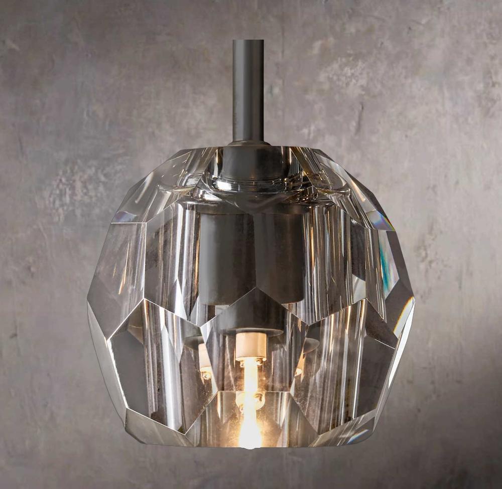 Crystal Sphere Smoky Glass Rod Pendant Lamp