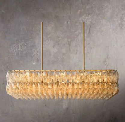 Chiaria Transparent Glass Rectangular Chandelier 54"