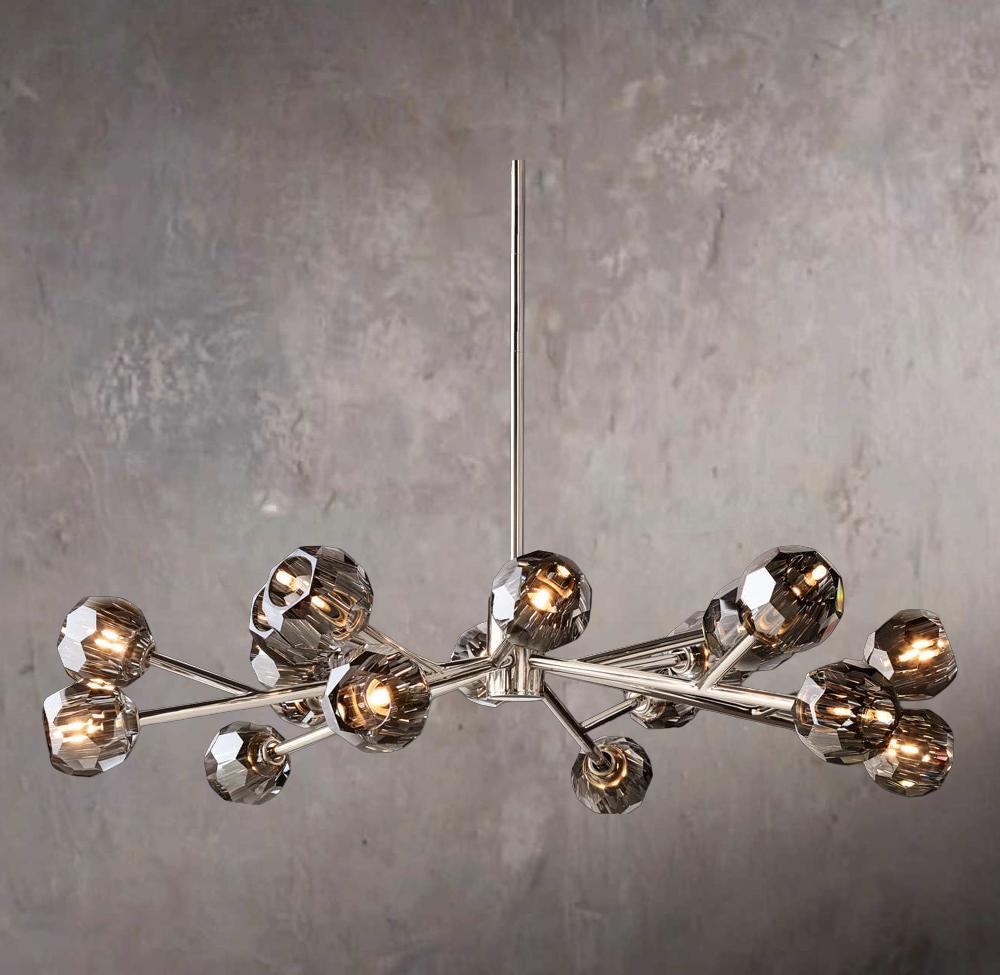 Crystal Globe Smoked Glass Circular Chandelier 48"