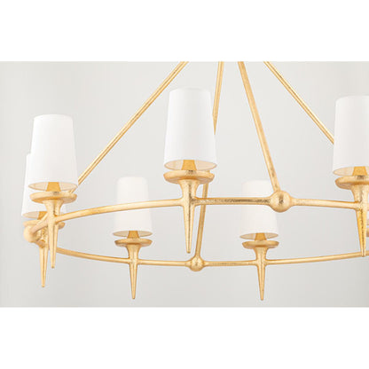 Torch 8-Light Chandelier in White Plaster 48L x 48W x 30.5H