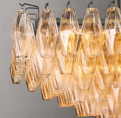 Chiara Clear Glass Tiered Rectangular Chandelier 54"