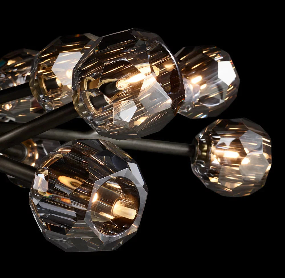 Crystal Globe Smoked Glass Circular Chandelier 48"
