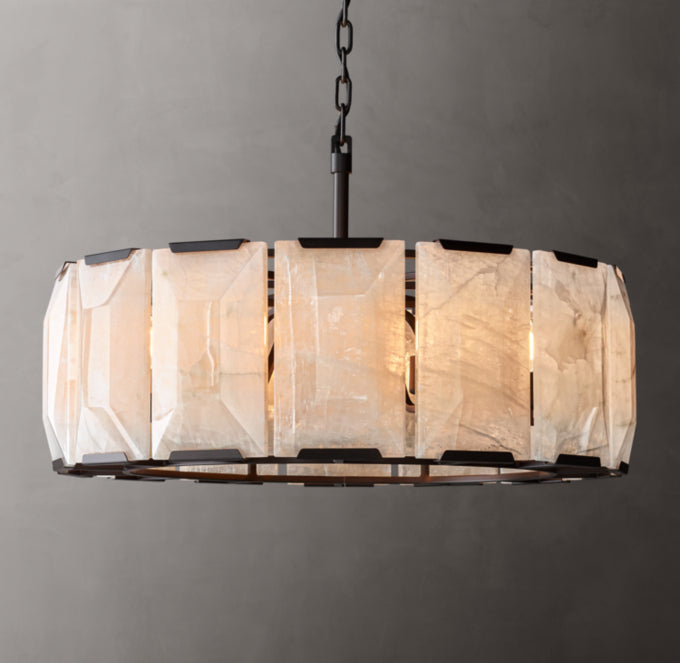 Harlowe Calcite Circular Chandelier 31"