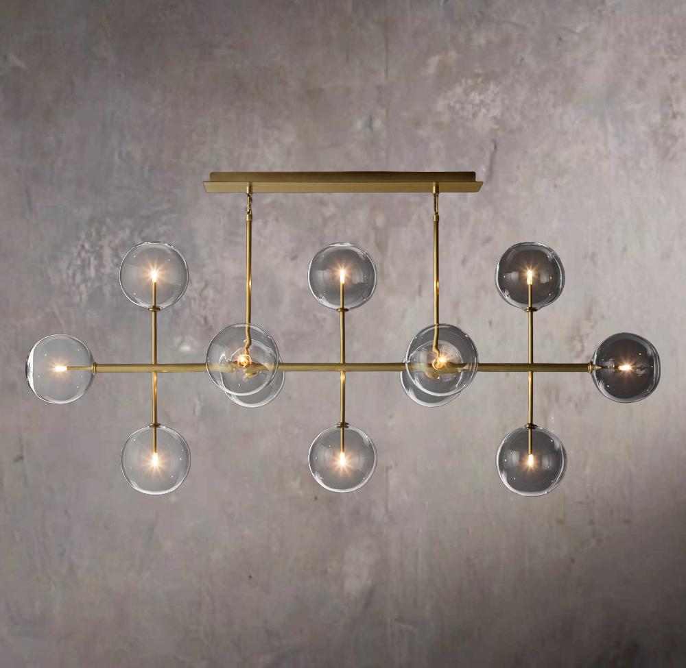 Glass Orbital Mobile Linear Chandelier