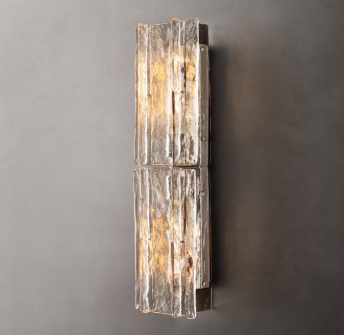 Grid Pattern Clear Glass Wall Sconce 30"