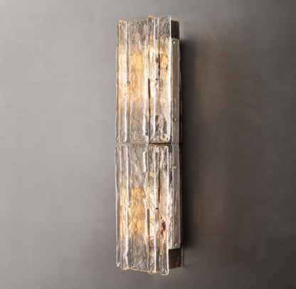 Grid Pattern Clear Glass Wall Sconce 30"