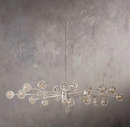 Crystal Sphere Transparent Glass Oval Chandelier 72"