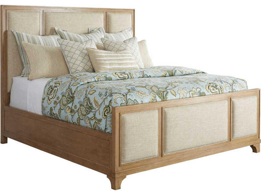 Crystal Cove California King Upholstered Panel Bed Sandstone Finish