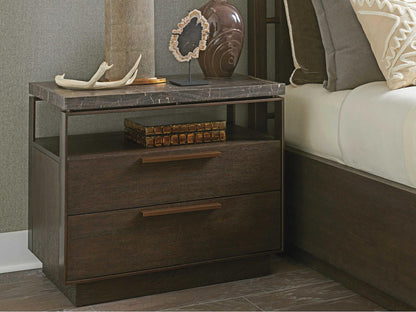 Empire Pass 2-Drawer Alpine Marble Top Nightstand