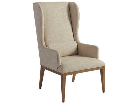 Newport Upholstered Host Wing Chair in Sandstone Finish