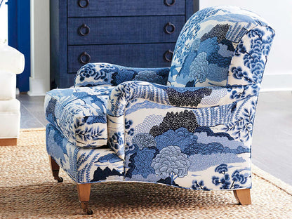 Sydney Fabric Accent Chair with Brass Casters in Laguna Sands