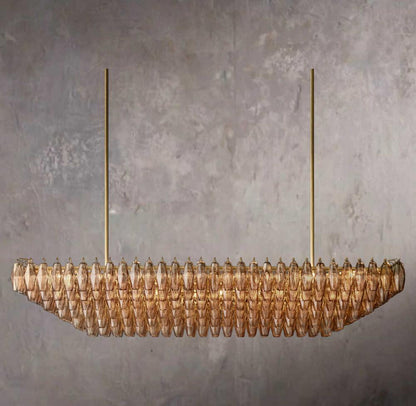 Chiara Tiered Rectangular Pendant Light with Smoke Glass 74"