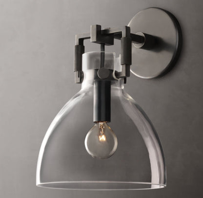 Machinist Glass Cloche Sconce 8"
