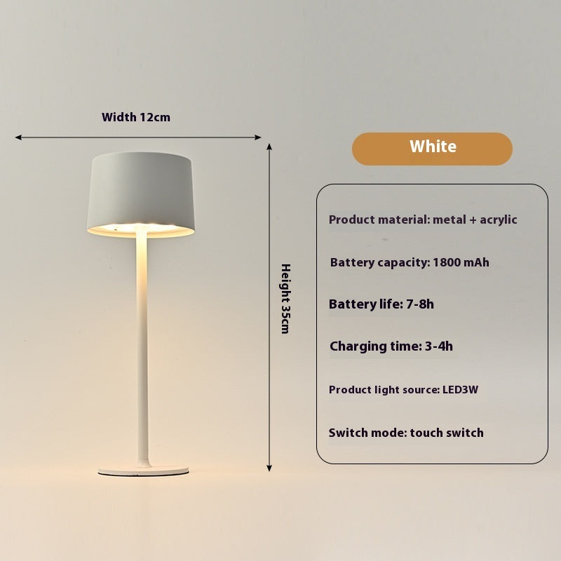 Metal Mushroom Table Lamp USB Rechargeable Touch Light with Tall Base