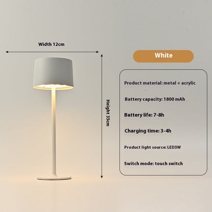 Metal Mushroom Table Lamp USB Rechargeable Touch Light with Tall Base