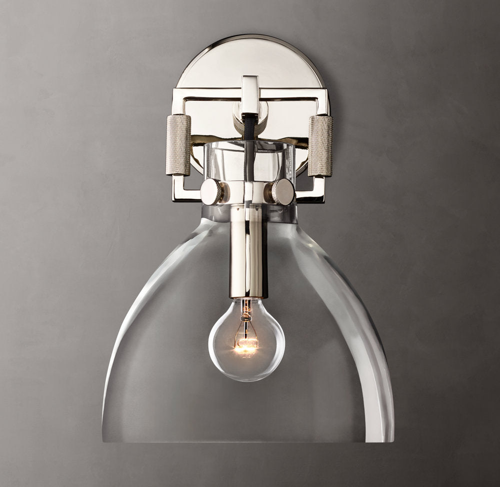 Machinist Glass Cloche Sconce 8"