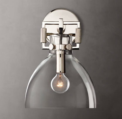 Machinist Glass Cloche Sconce 8"